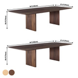 Modern Rectangle Walnut Wood Large Dining Table Image - 7