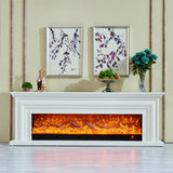 Modern Rectangle White Fireplace TV Stand with Flame Lighting Image - 1
