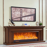 Modern Rectangle White Fireplace TV Stand with Flame Lighting Image - 6