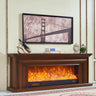 Modern Rectangle White Fireplace TV Stand with Flame Lighting Image - 6