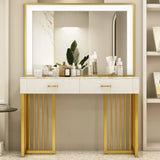 Modern Rectangle White LED Mirror Sintered Stone Makeup Vanity Image - 1