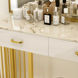 Modern Rectangle White LED Mirror Sintered Stone Makeup Vanity Image - 11