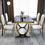 Modern Rectangle White Marble Scratch Resistant Dining Table Image - 10