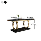 Modern Rectangle White Marble Scratch Resistant Dining Table Image - 15