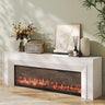 Modern Rectangle White Matte Wood Fireplace TV Stand Image - 2