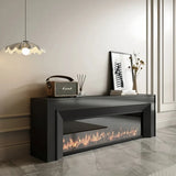 Modern Rectangle White Matte Wood Fireplace TV Stand