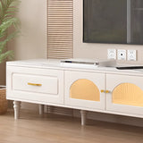 Modern Rectangle White TV Stand with Storage Drawers Image - 3