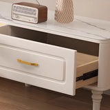 Modern Rectangle White TV Stand with Storage Drawers Image - 5