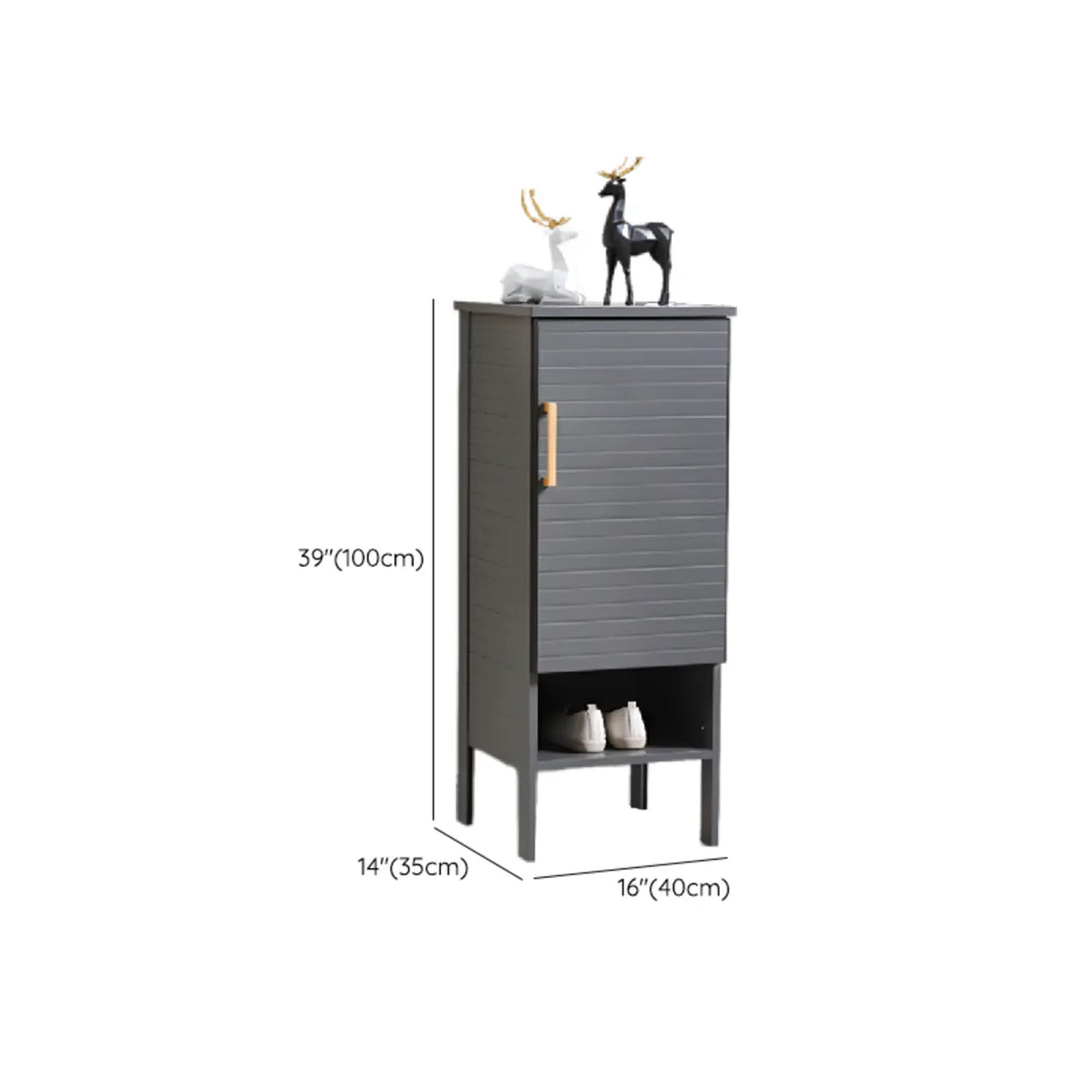 Modern Rectangle Wood Hallway Grey Large Shoe Cabinet Image - 16