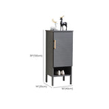 Modern Rectangle Wood Hallway Grey Large Shoe Cabinet Image - 16