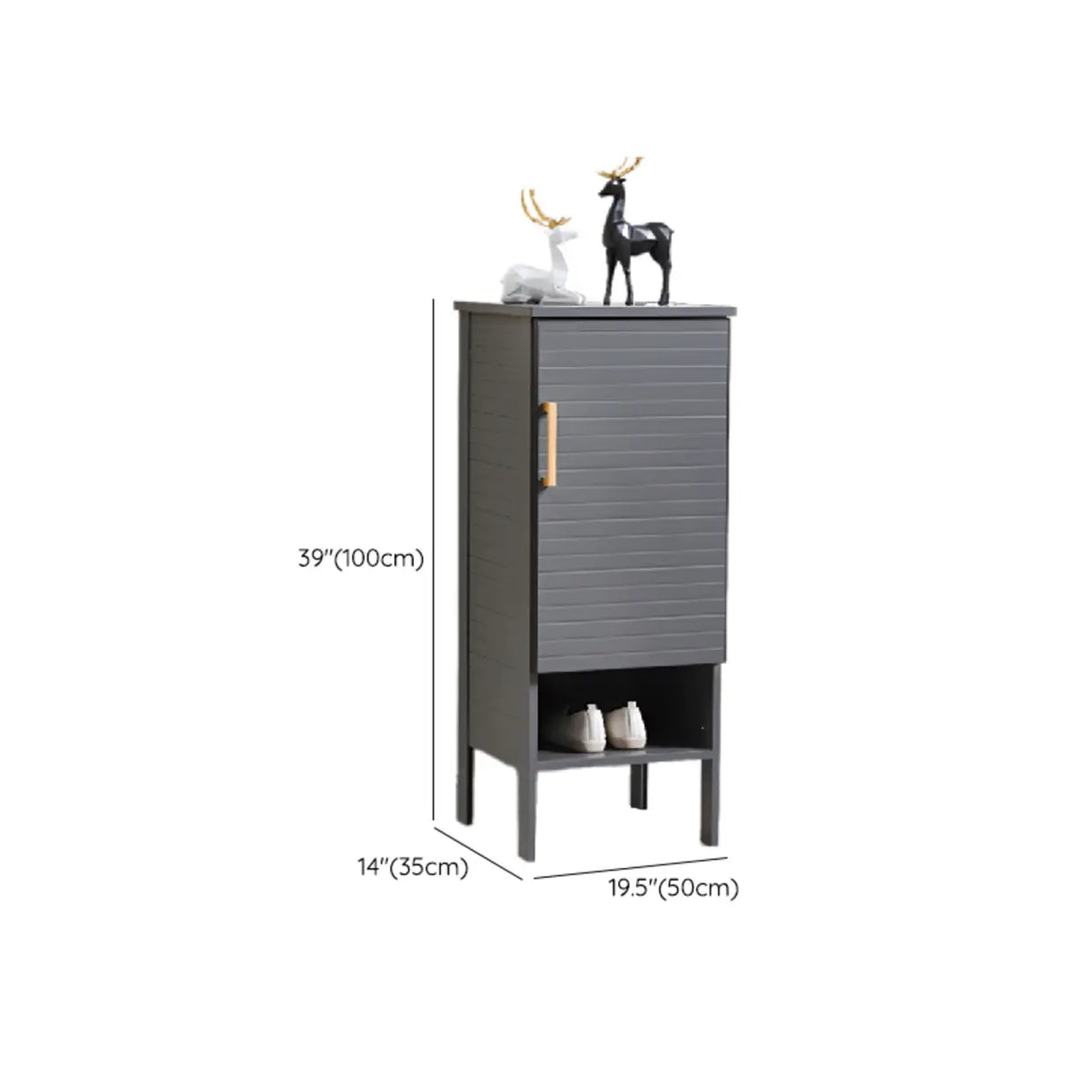 Modern Rectangle Wood Hallway Grey Large Shoe Cabinet Image - 17