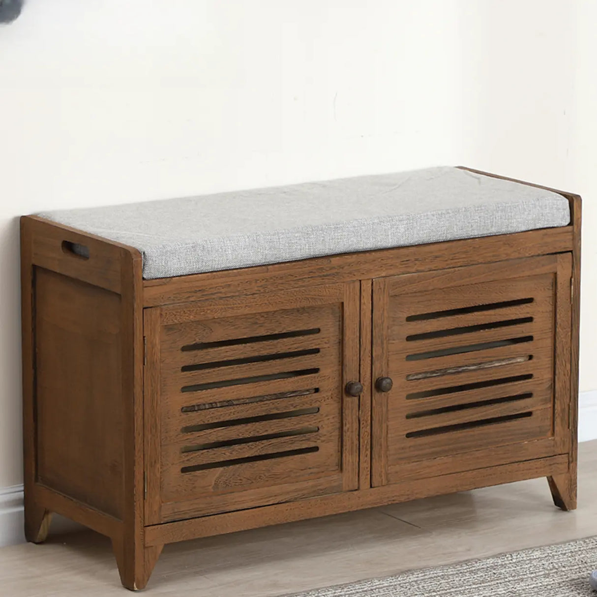Modern Rectangle Wood Hallway White Large Shoe Cabinet Image - 14