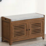 Modern Rectangle Wood Hallway White Large Shoe Cabinet Image - 14