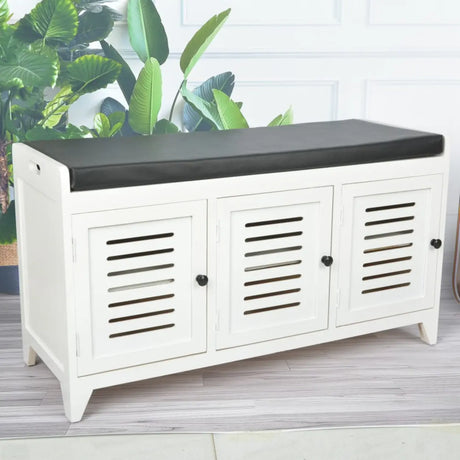 Modern Rectangle Wood Hallway White Large Shoe Cabinet Image - 2