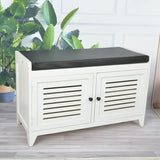 Modern Rectangle Wood Hallway White Large Shoe Cabinet Image - 6