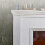 Modern Rectangle Wood Mantel Electric TV Stand Fireplace Image - 6