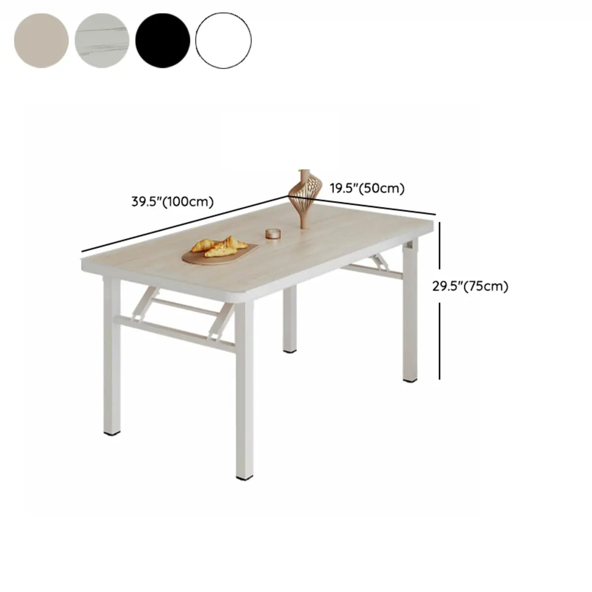 Modern Rectangle Wood White Folding Dining Table Image - 16