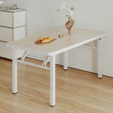 Modern Rectangle Wood White Folding Dining Table Image - 3