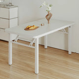 Modern Rectangle Wood White Folding Dining Table Image - 7