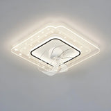Contemporary Geometric Flush Ceiling Fan with LED Light Image - 14