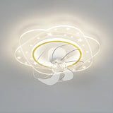 Contemporary Geometric Flush Ceiling Fan with LED Light Image - 15
