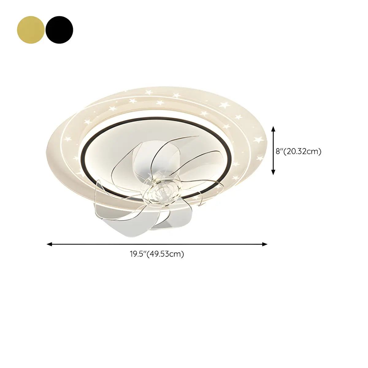 Contemporary Geometric Flush Ceiling Fan with LED Light 