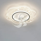 Contemporary Geometric Flush Ceiling Fan with LED Light Image - 8