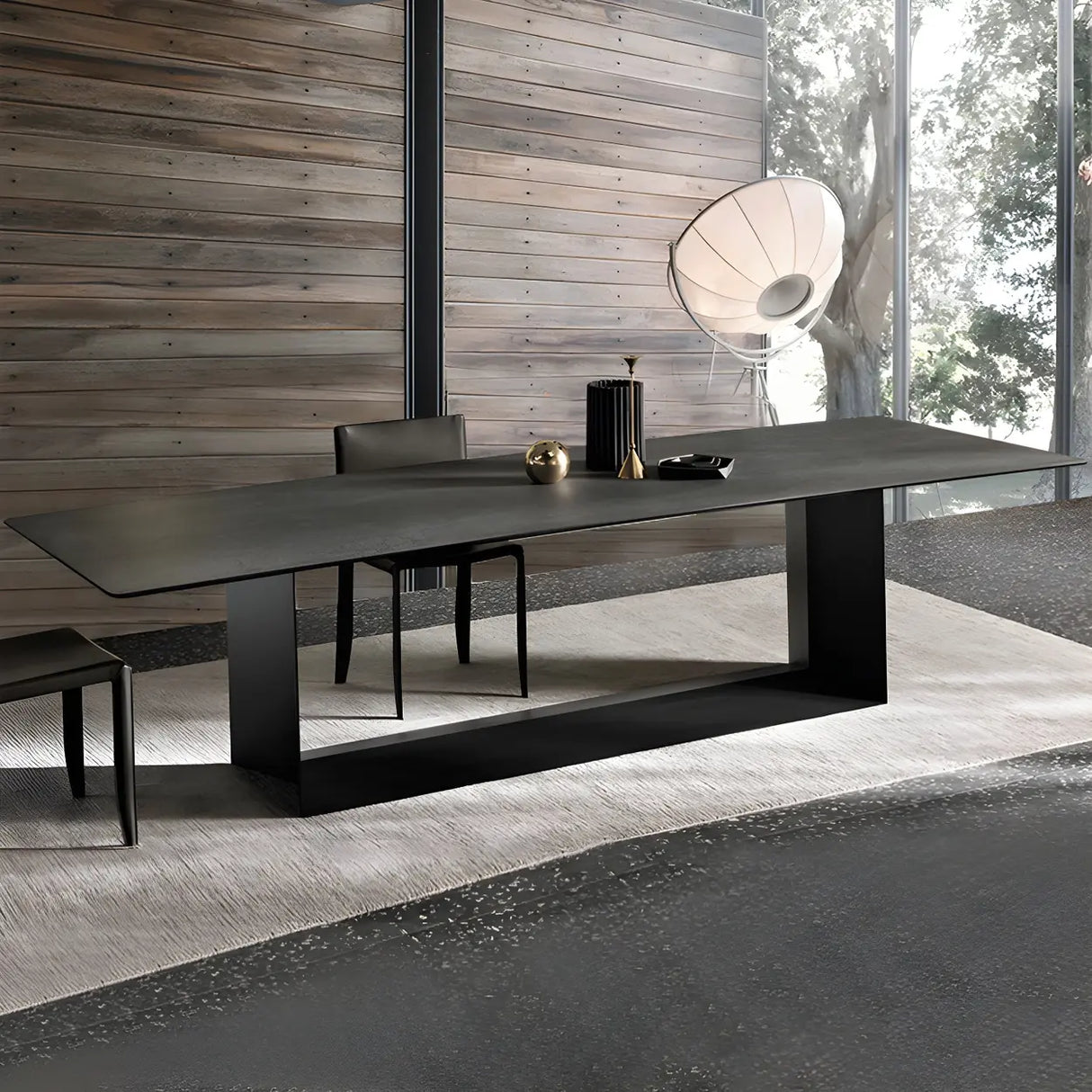 Modern Rectangular Black Large Scratch Resistant Dining Table Image - 10