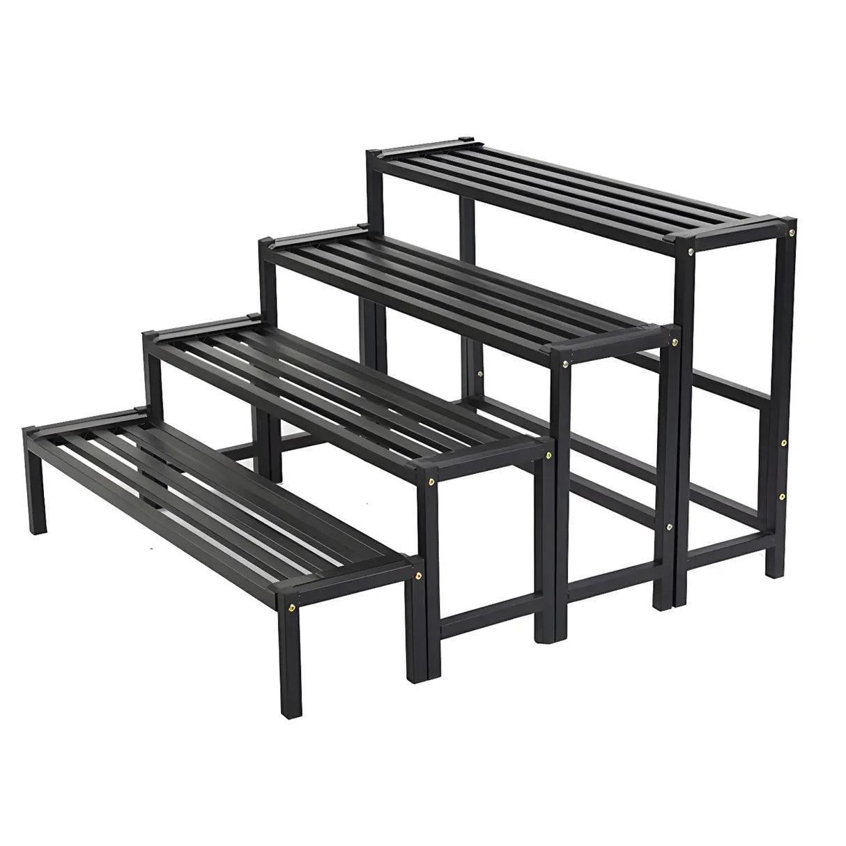 Modern Rectangular Black Metal Indoor Multi-Tier Plant Stand Image - 2