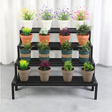 Modern Rectangular Black Metal Indoor Multi-Tier Plant Stand Image - 23