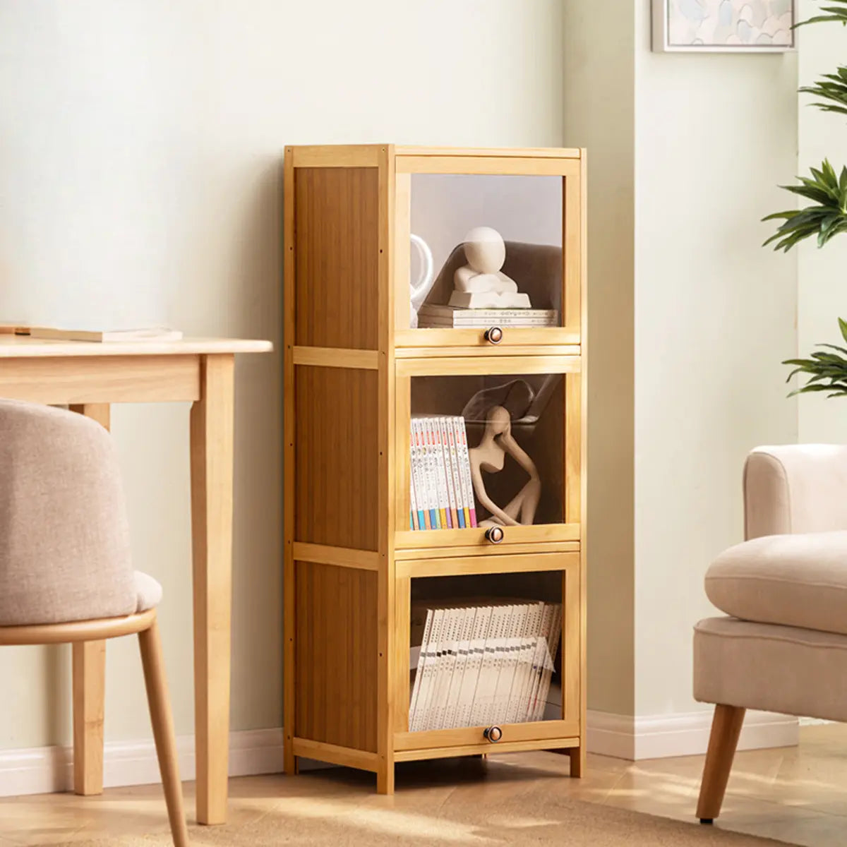 Modern Rectangular Closed Back Wood Organizer Bookcase Image - 17