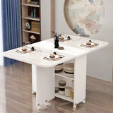 Modern Rectangular Drop-Leaf White Folding Dining Table Image - 2