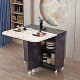Modern Rectangular Drop-Leaf White Folding Dining Table Image - 4