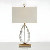 Modern Rectangular Fabric Shade Crystal Base Table Lamp Image - 6