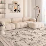 Modern Rectangular Floral Pattern Beige Area Rug Image - 3