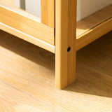 Modern Rectangular Glass Doors Bamboo Narrow Bookcase Image - 3