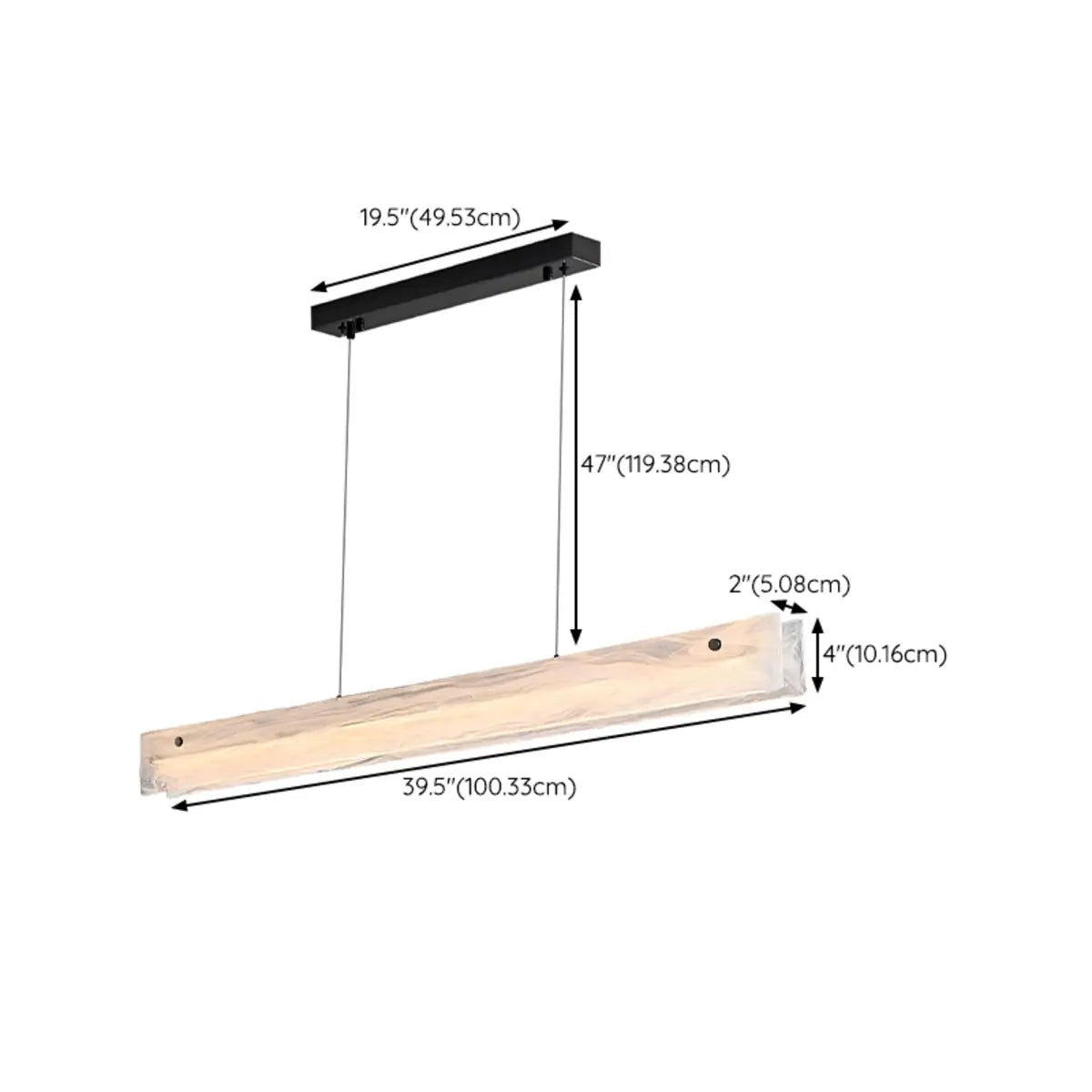 Modern White Rectangular Glass Island Pendant Light 