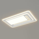 White Rectangular LED Flush Mount Ceiling Fixture Image - 11