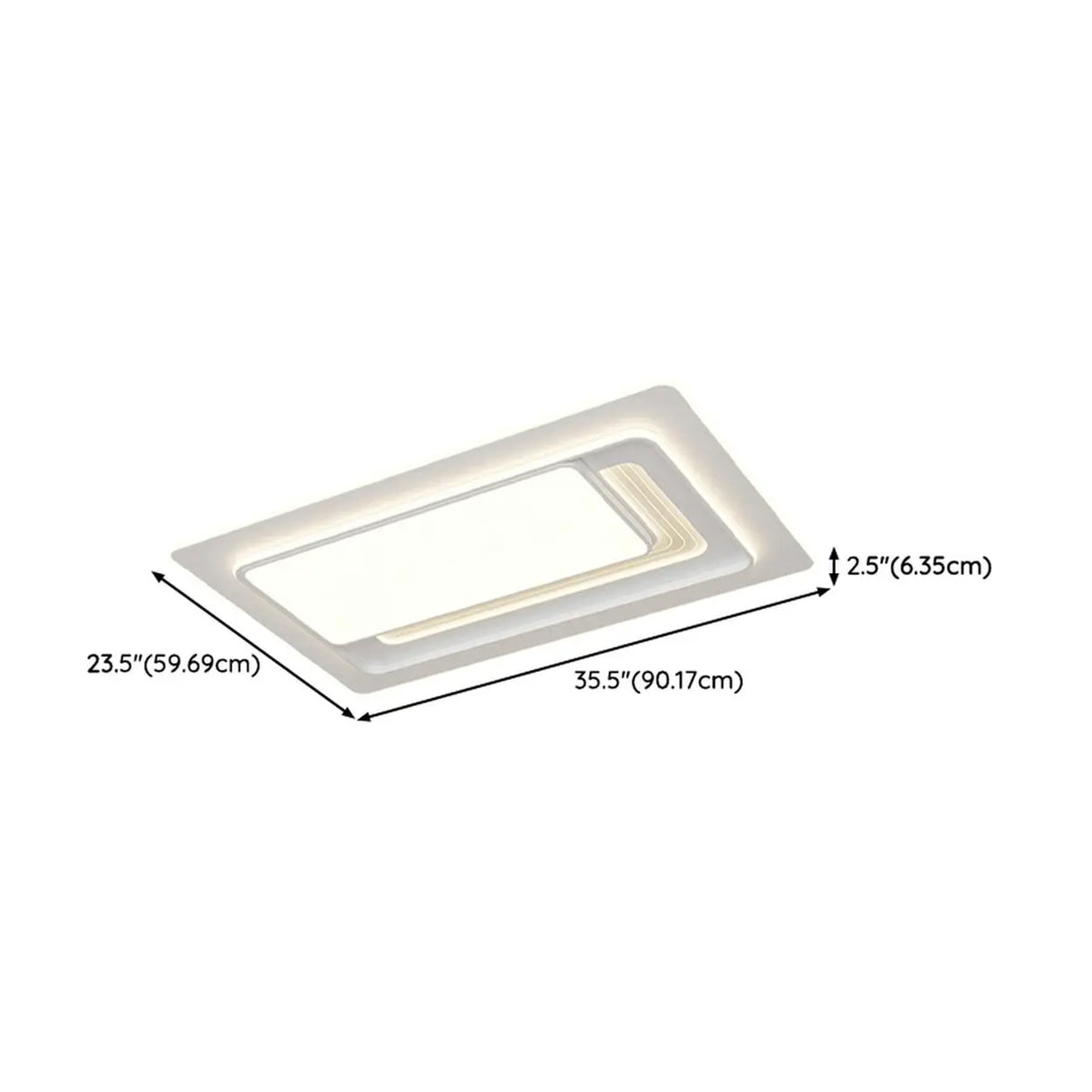White Rectangular LED Flush Mount Ceiling Fixture 