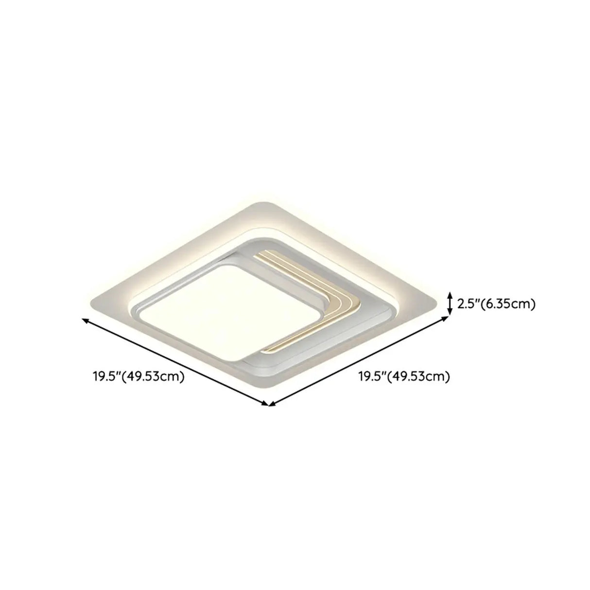 White Rectangular LED Flush Mount Ceiling Fixture Image - 15