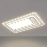 White Rectangular LED Flush Mount Ceiling Fixture Image - 3
