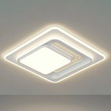 White Rectangular LED Flush Mount Ceiling Fixture Image - 5