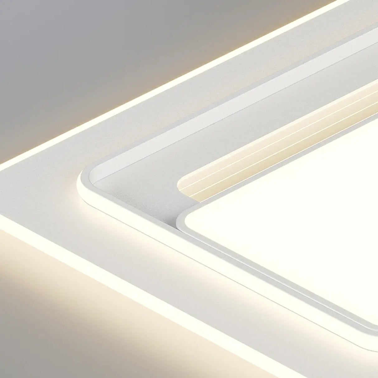 White Rectangular LED Flush Mount Ceiling Fixture Image - 8