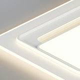 White Rectangular LED Flush Mount Ceiling Fixture Image - 8