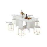 Modern Rectangular Marble Dining Table Drop Leaf White Image - 14