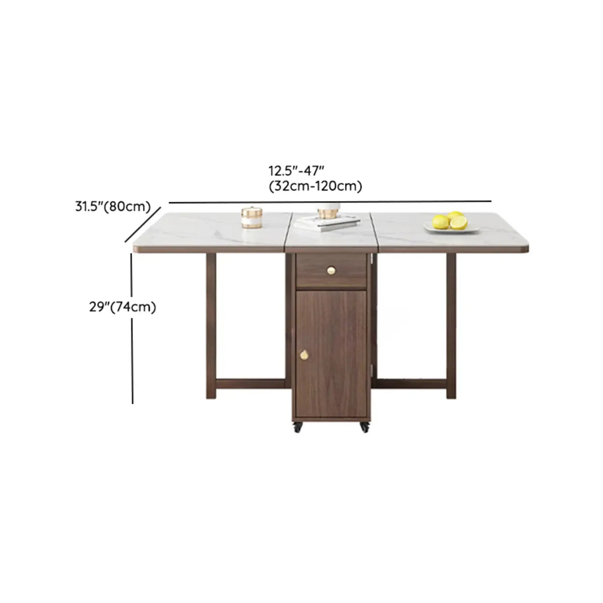 Modern Rectangular Marble Dining Table White Folding 