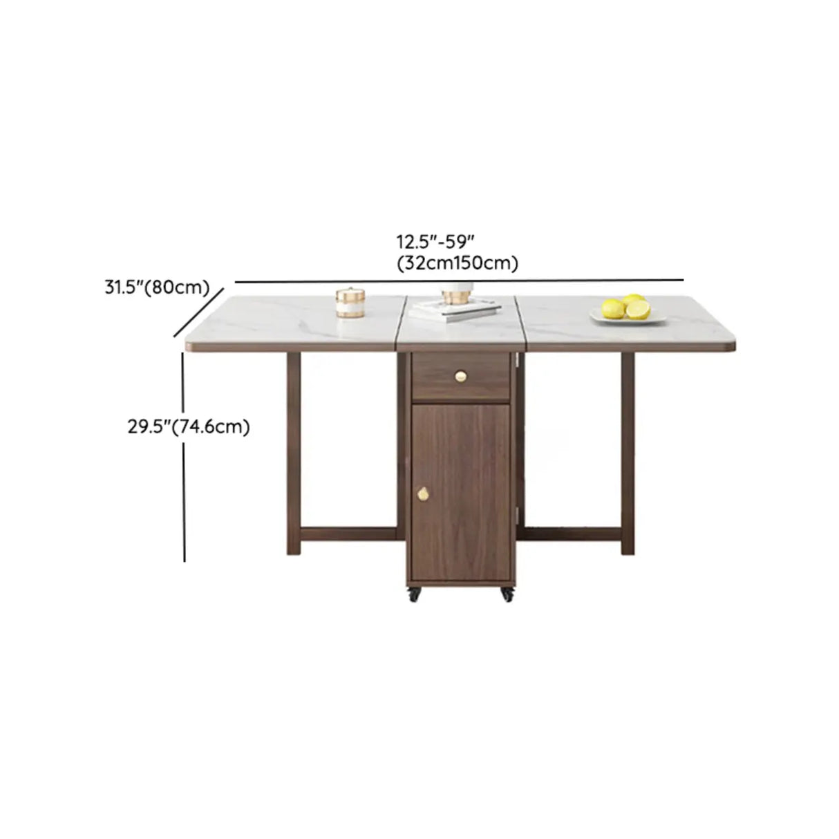 Modern Rectangular Marble Dining Table White Folding Image - 12