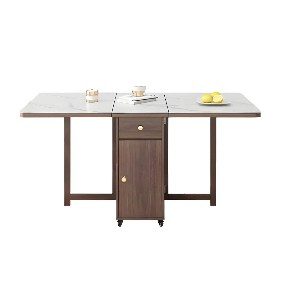 Modern Rectangular Marble Dining Table White Folding Image - 6