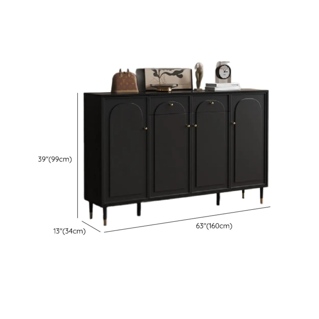 Modern Rectangular MDF Hallway Black Large Shoe Cabinet 