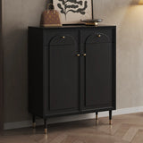 Modern Rectangular MDF Hallway Black Large Shoe Cabinet Image - 2
